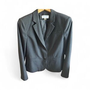 Calvin Klein Women's Size 12 Charcoal Double Button Blazer Preppy Career Office